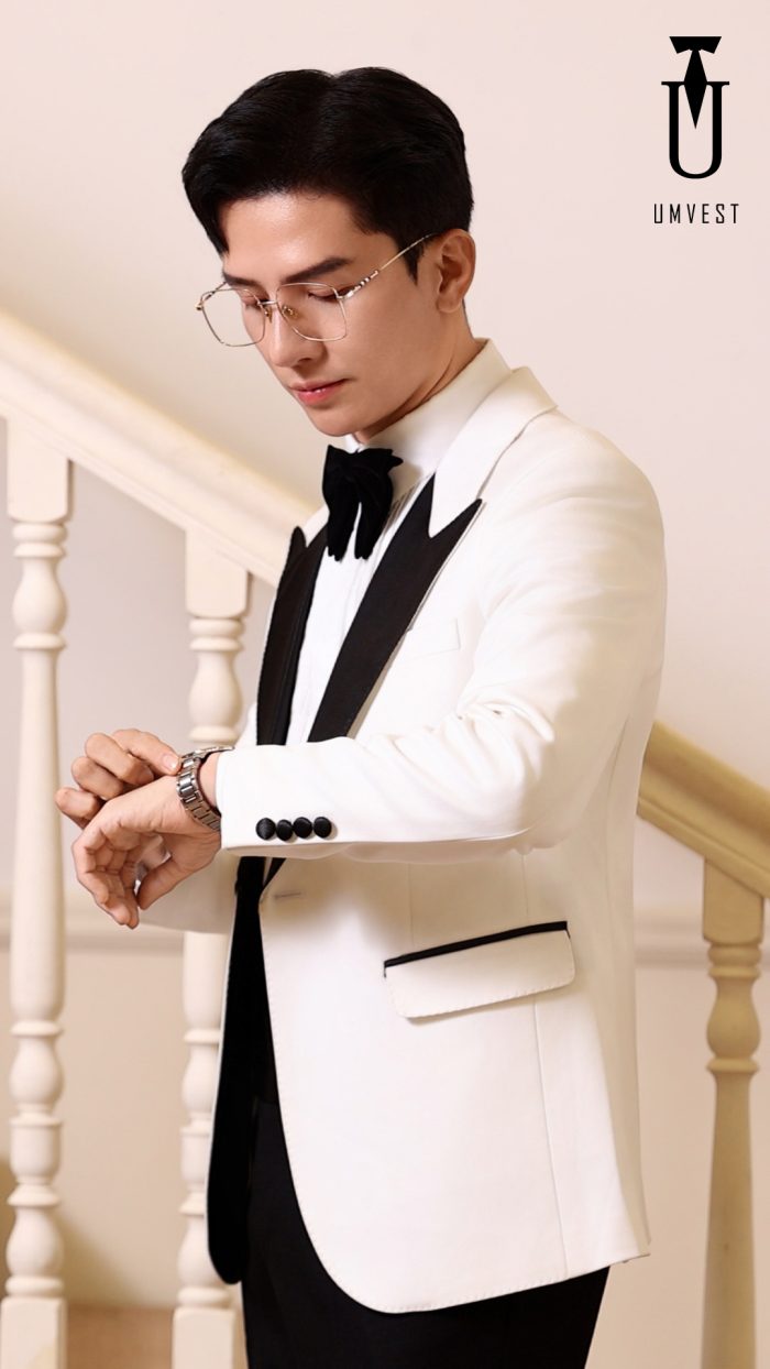 Tuxedo Nam Áo Trắng Quần Đen - Ảnh 8