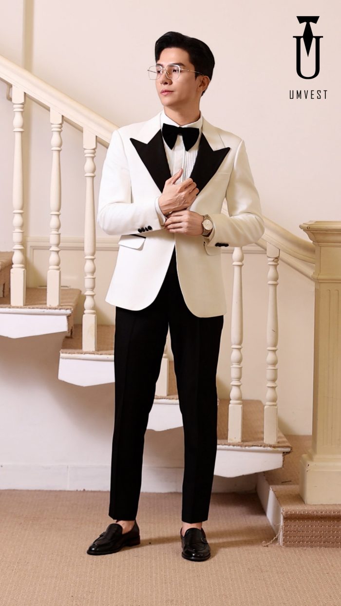 Tuxedo Nam Áo Trắng Quần Đen - Ảnh 7