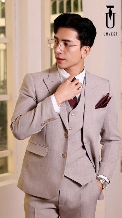 Vest Nam Màu Xám Caro phù hợp cho mọi bữa tiệc sang tr