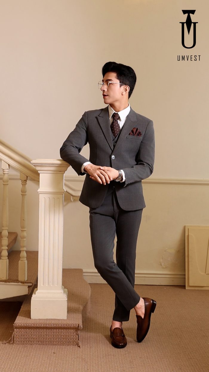 Vest Nam Màu Xám Caro - Ảnh 4