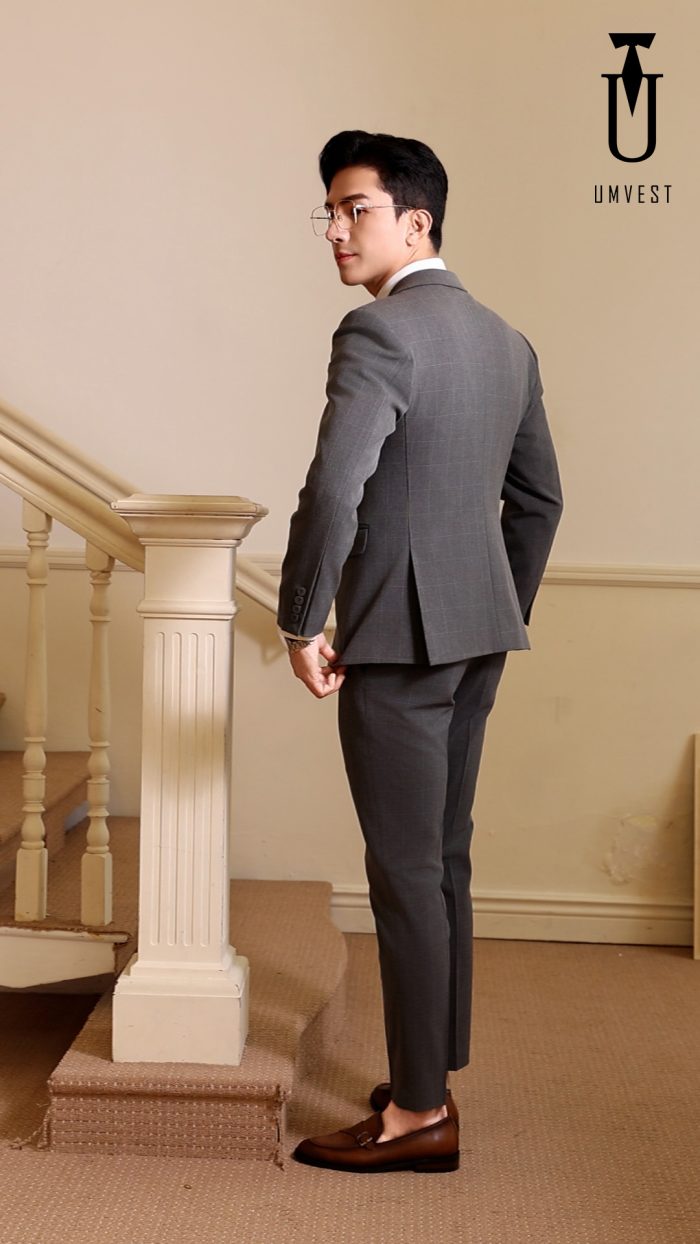 Vest Nam Màu Xám Caro - Ảnh 2