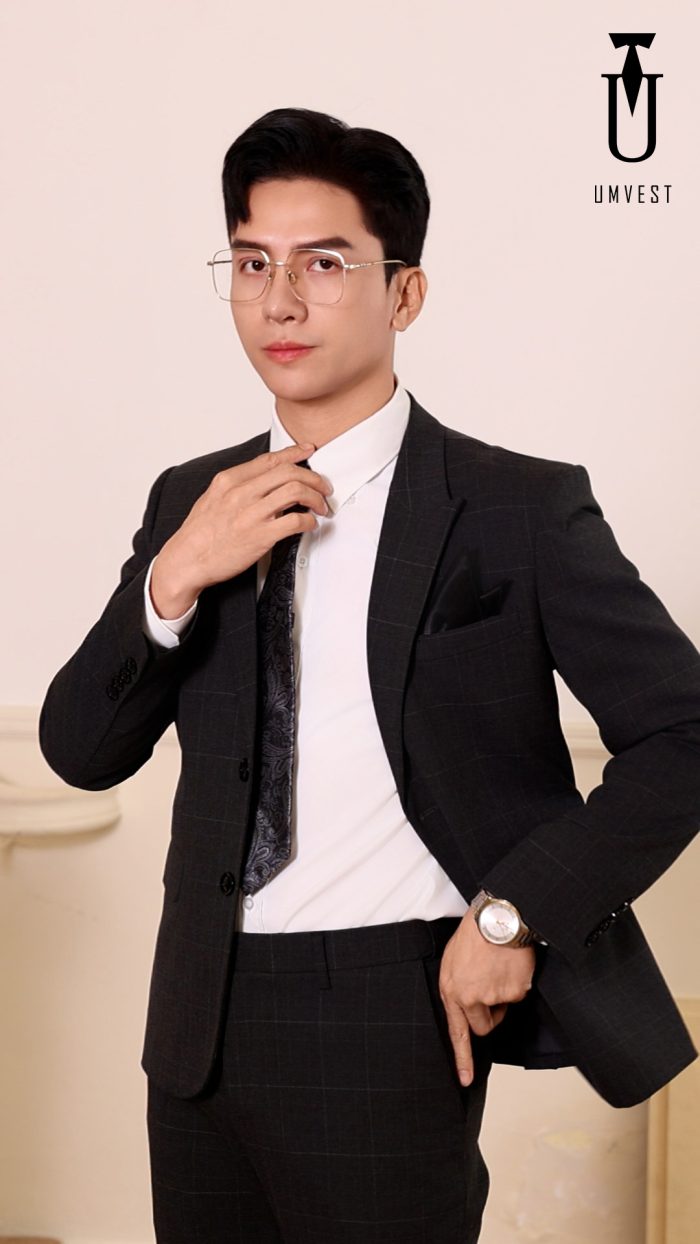 Vest Nam Màu Xám Đậm Caro - Ảnh 2