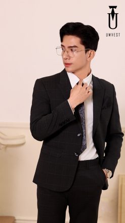 Vest Nam Màu Xám Đậm Caro TPHCM