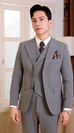 Vest Nam Màu Xám Nhạt Caro TPHCM