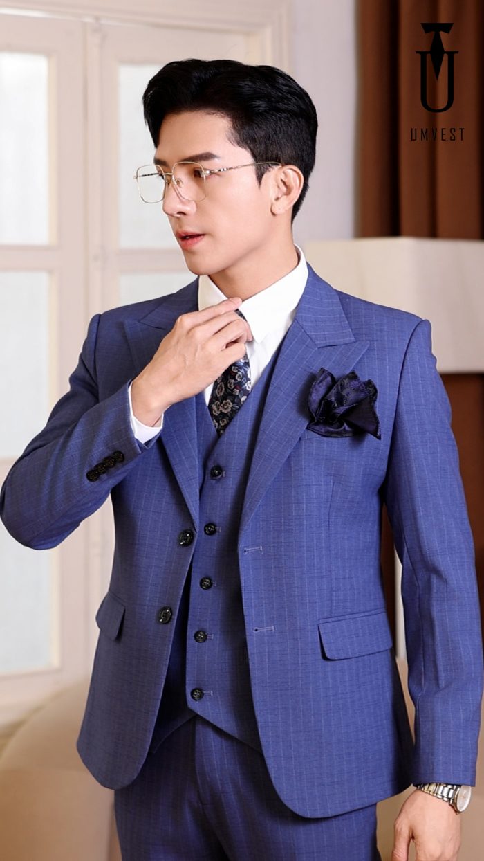Vest Nam Màu Xanh Dương Sọc - Ảnh 4