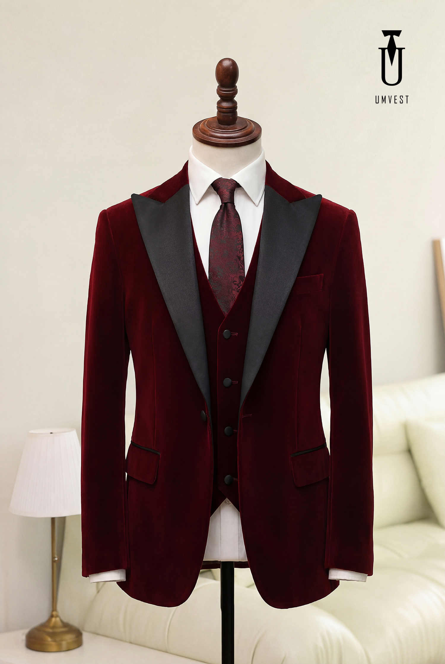 BỘ TUXEDO NAM MÀU ĐỎ NHUNG (1)