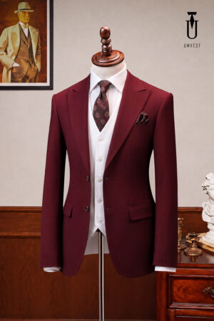 May Vest Nam Đỏ Đô Phối Trắng