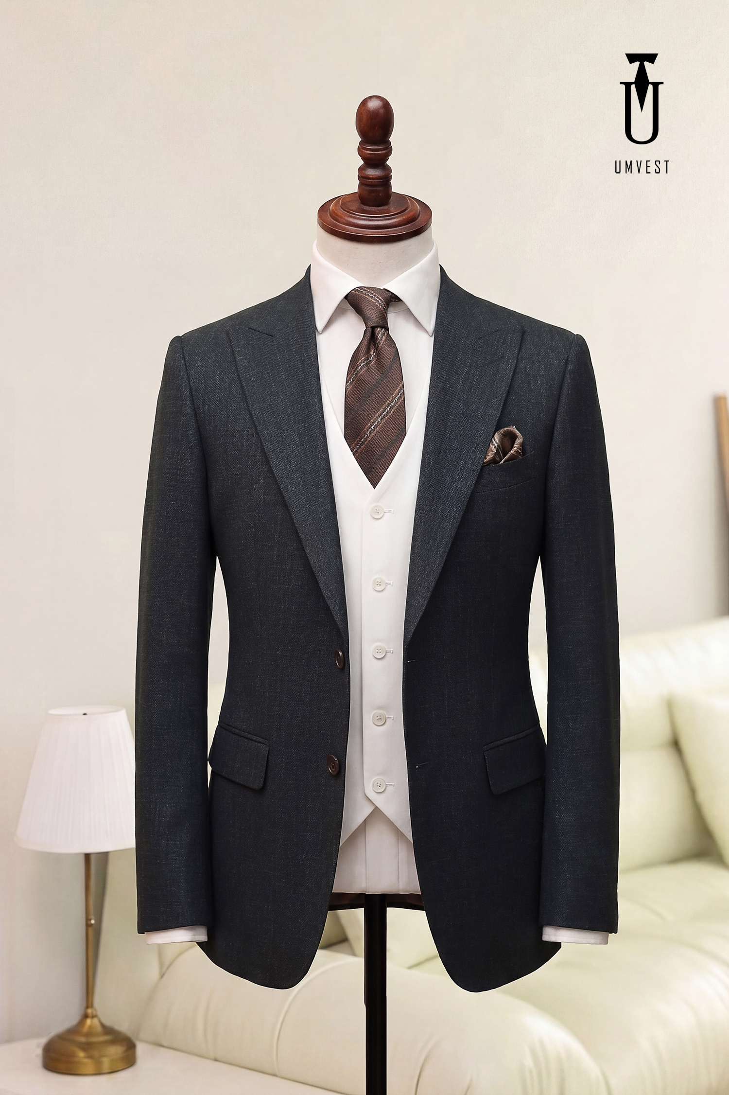 BỘ VEST NAM MÀU RÊU GHILE TRẮNG (1)