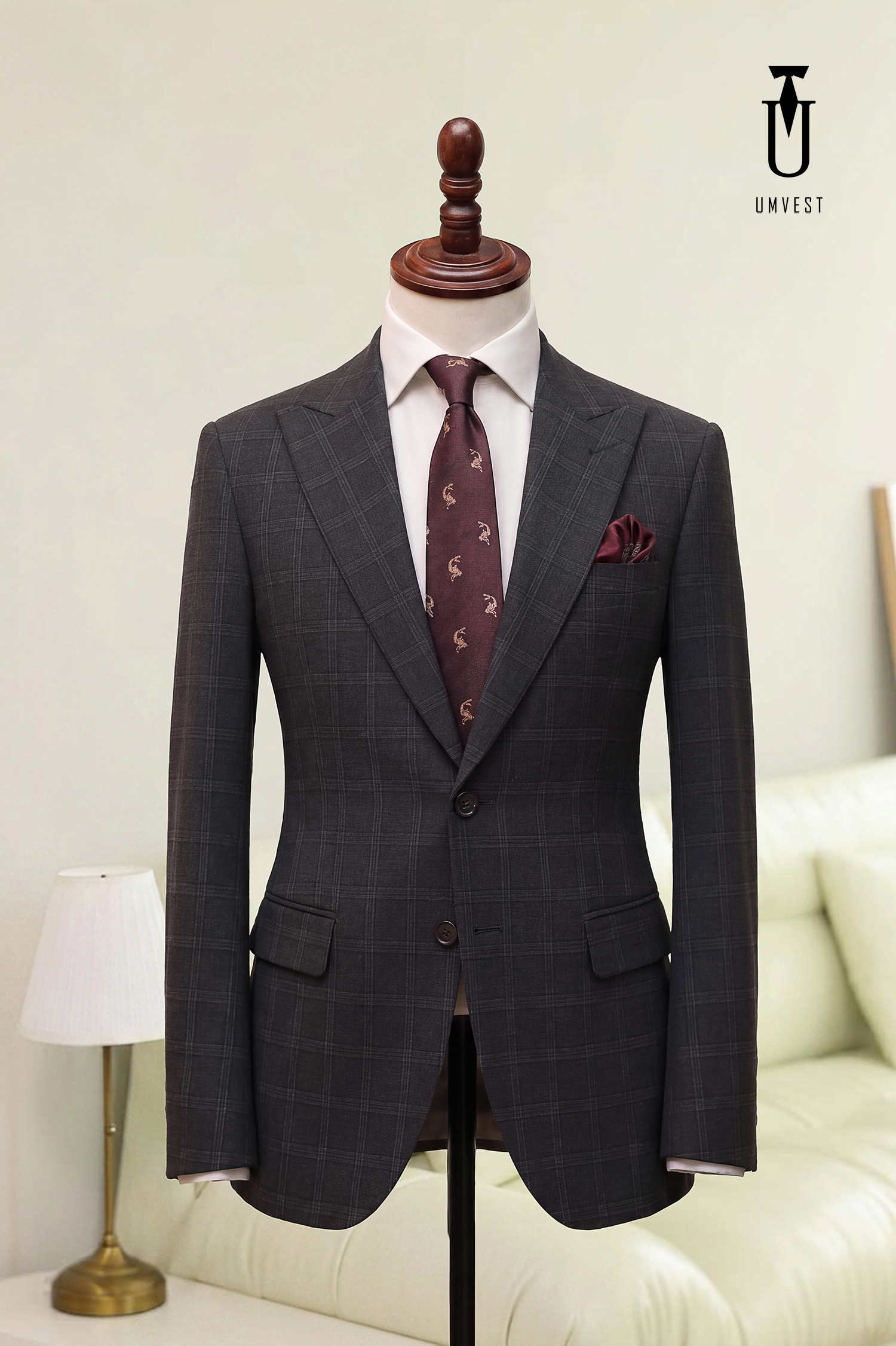 BỘ VEST NAM MÀU XÁM ĐẠM CARO (1)