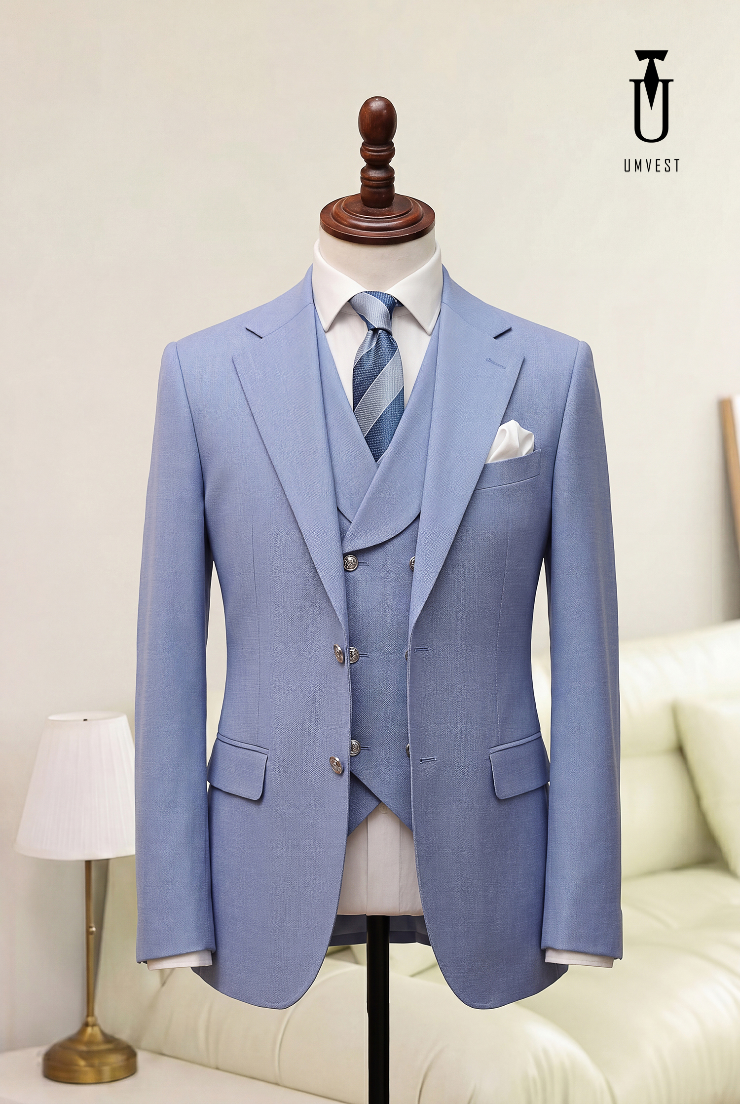 BỘ VEST NAM MÀU XANH BIỂN GHILE SAM (1)
