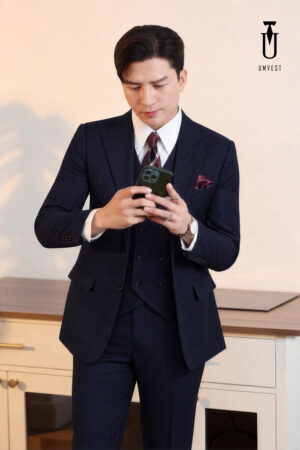 Vest Ch&uacute; Rể Xanh Đen Gile Sam