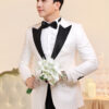 Tuxedo Chú Rể Trắng Ve Nhọn Đen