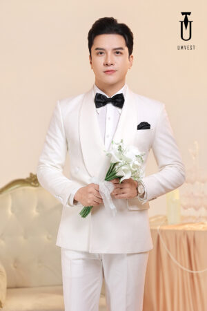 Tuxedo Sam 4 Cúc Chú Rể Trắng