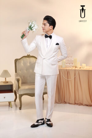 Tuxedo Sam 4 Cúc Chú Rể Trắng