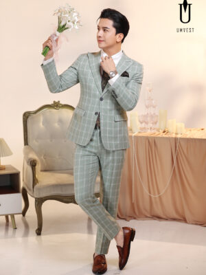 Vest Chú Rể Caro Đá Xanh