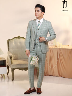 Vest Chú Rể Caro Đá Xanh Gile