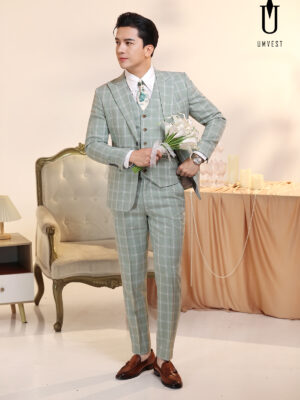 Vest Chú Rể Caro Đá Xanh Gile