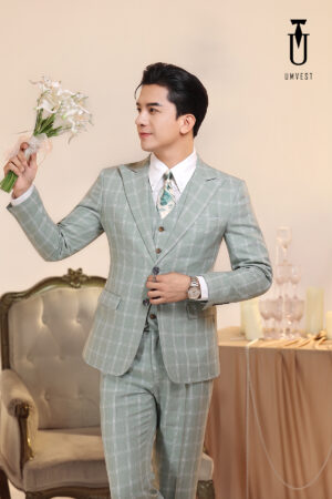 Vest Chú Rể Caro Đá Xanh Gile