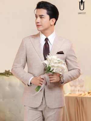 Vest Chú Rể Caro Kem