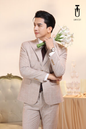 Vest Chú Rể Caro Kem