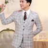 Vest Chú Rể Caro Trắng Đen Gile
