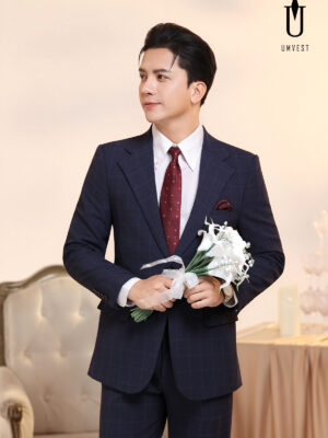 Vest Chú Rể Caro Xanh