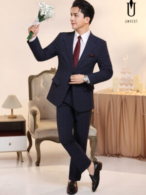 Vest Chú Rể Caro Xanh