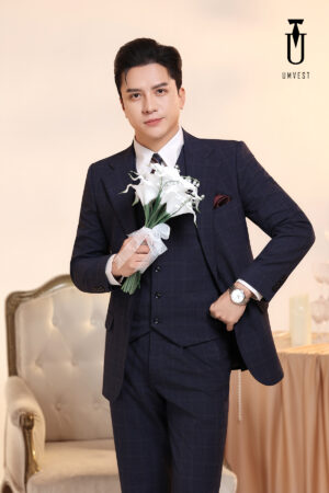 Vest Chú Rể Caro Xanh Gile TK