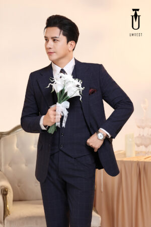 Vest Chú Rể Caro Xanh Gile TK