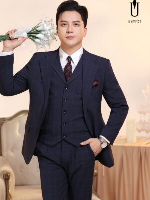 Vest Chú Rể Caro Xanh Gile TK