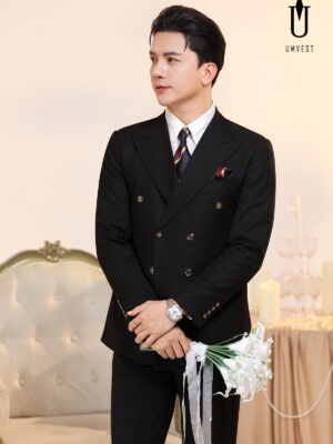 Vest Chú Rể Đen 6 Cúc