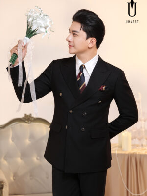 Vest Chú Rể Đen 6 Cúc