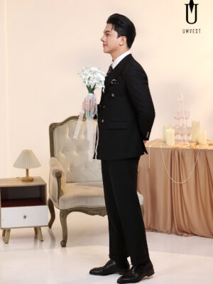 Vest Chú Rể Đen 6 Cúc