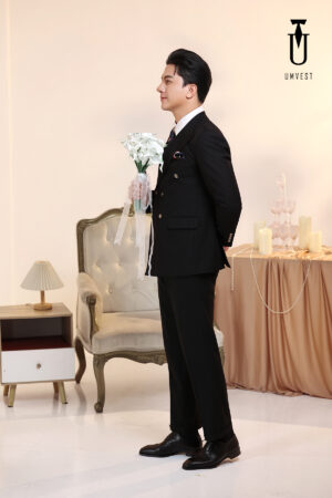 Vest Chú Rể Đen 6 Cúc