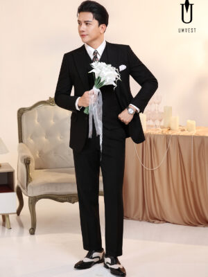 Vest Chú Rể Đen Gile Sam
