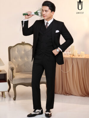 Vest Chú Rể Đen Gile Sam