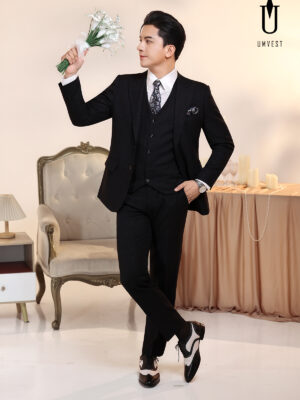 Vest Chú Rể Đen Gile 95