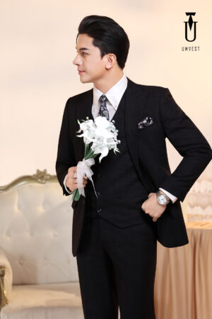 Vest Chú Rể Đen Gile 95