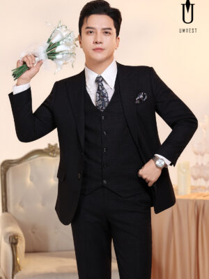 Vest Chú Rể Đen Gile 95