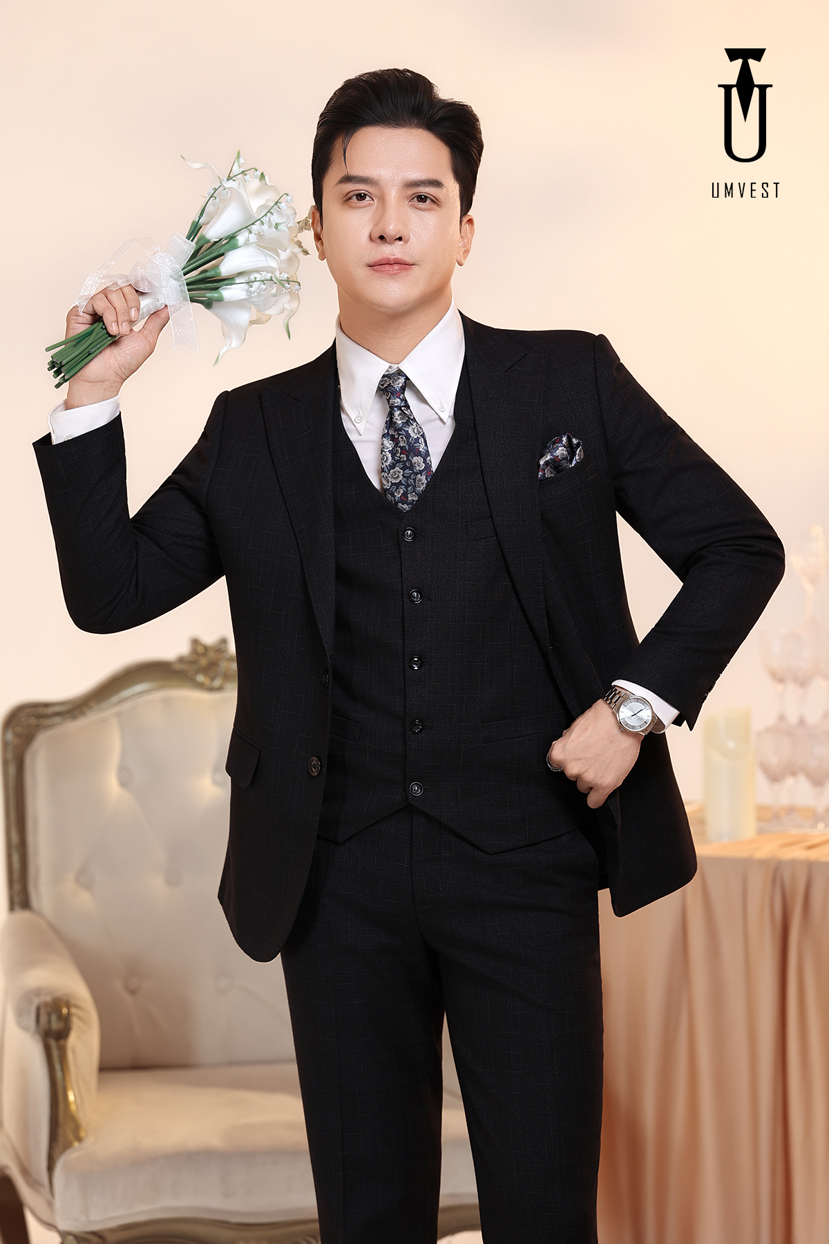 Vest Chú Rể Đen Gile 95 Vest Chú Rể Đen Gile 95