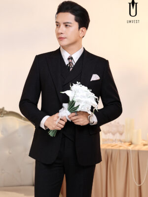 Vest Chú Rể Đen Gile Sam 95
