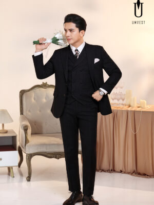 Vest Chú Rể Đen Gile Sam 95