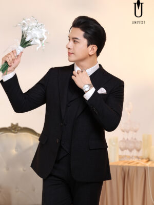 Vest Chú Rể Đen Gile Sam 95
