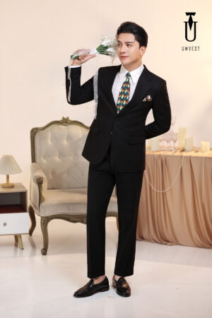 Vest Chú Rể Đen Nhũ