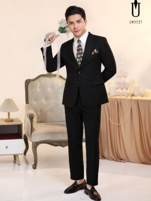 Vest Chú Rể Đen Nhũ