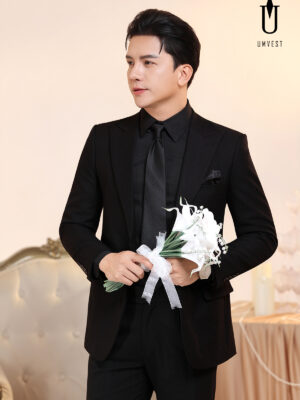 Vest Chú Rể Đen Sơ Mi Đen