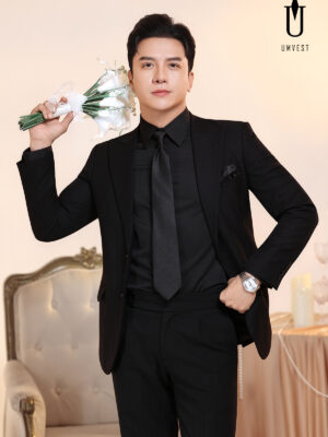 Vest Chú Rể Đen Sơ Mi Đen