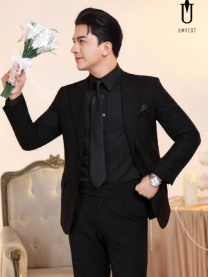 Vest Chú Rể Đen Sơ Mi Đen