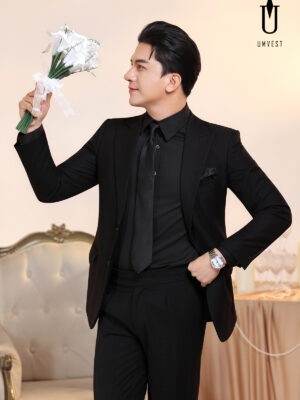 Vest Chú Rể Đen Sơ Mi Đen