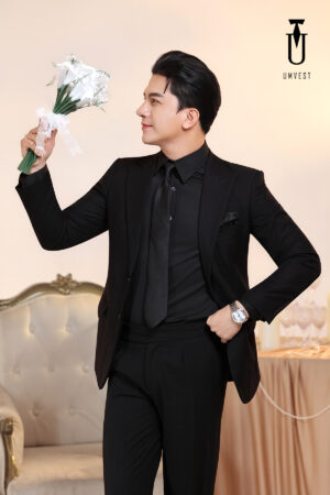 Vest Chú Rể Đen Sơ Mi Đen